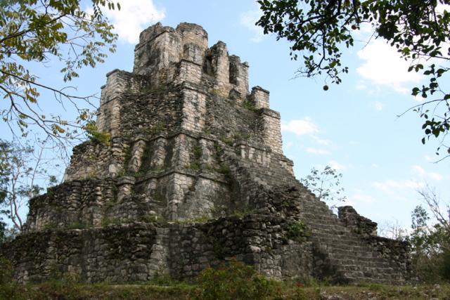 El Castillo, the largest structure in Muyil.  Archaeologists believe the Maya worshipped the goddess Ixchel here.