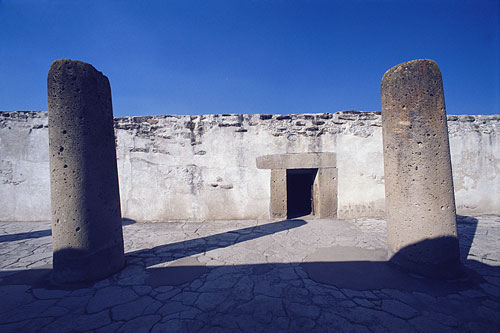 Sanctuary entrance in Mitla, near Oaxaca, Mexico.  Mitla is believed to have been inhabited by both Zapotec and Mixtec peoples.