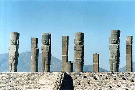 Atlantean figures at the ruins of Tula, in Hidalgo, Mexico.  Tula is believed to be the legendary Toltec capital of Tollán.